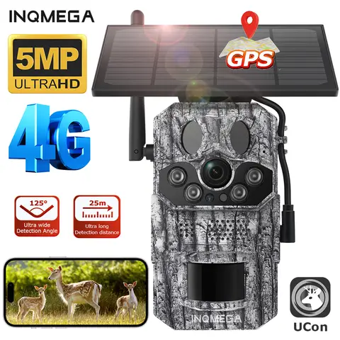 INQMEGA 4G 2K 5MP PIR Motion Trigger Night Vision IP66 Solar Trail Hunting Camera