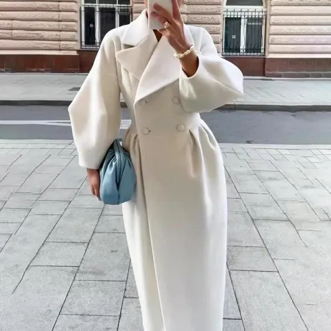 Kadın Kruvaze Kuşaklı Uzun Trençkot Palto