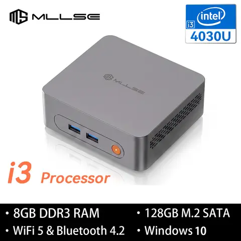 كمبيوتر مصغر MLLSE M2 مع معالج إنتل جيميني ليك I3 4030U وذاكرة وصول عشوائي 8 جيجابايت وذاكرة تخزين 128 جيجابايت وواي فاي 5 ونظام ويندوز 10 وبلوتوث 4.2 ومنفذ USB 3.0