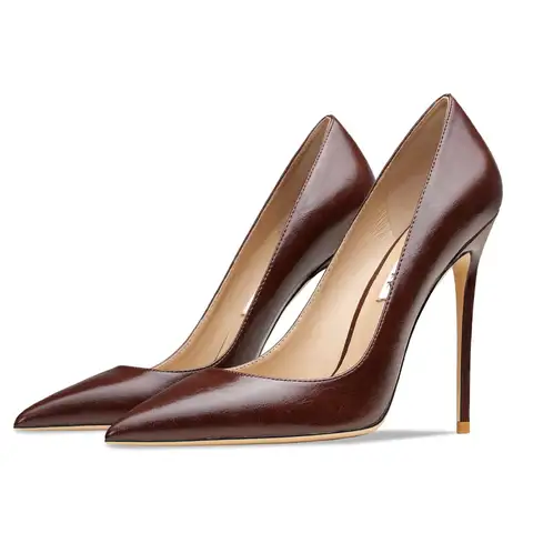 Women's Real Leather Pointed Toe High Heels Pumps