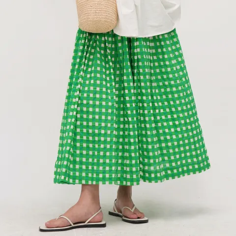 Women's Casual Plaid Long Skirt