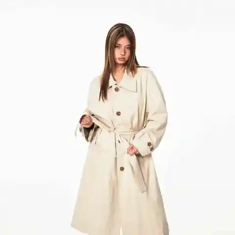 Kemerli Tek Düğmeli Vintage Uzun Trençkot
