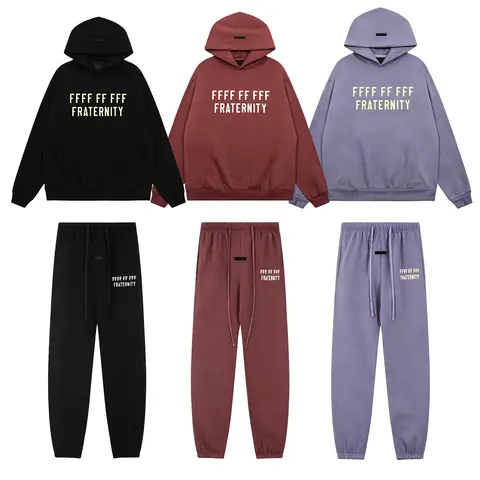 Men's High Street Letter Print Hoodie & Pants Tracksuit Set