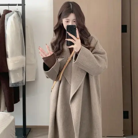 معطف نسائي صوف وكشمير مزدوج الوجه