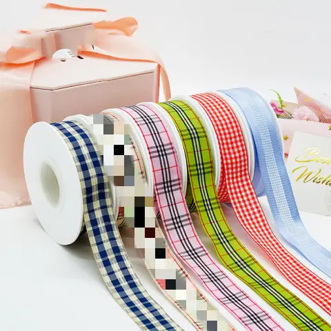 Solid Color Scottish Plaid Ribbon for Gift Wrapping and DIY (25 Yards)