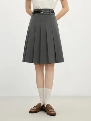 FSLE Women’s High-Waist Pleated A-Line Skirt, 25FS11057+25FS11364