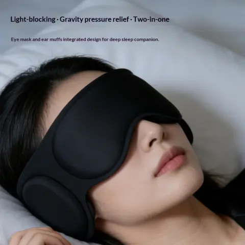 Gravity-Weighted Sleep Eye Mask And Earplugs All-in-One Memory Foam Full-Coverage Eye Mask