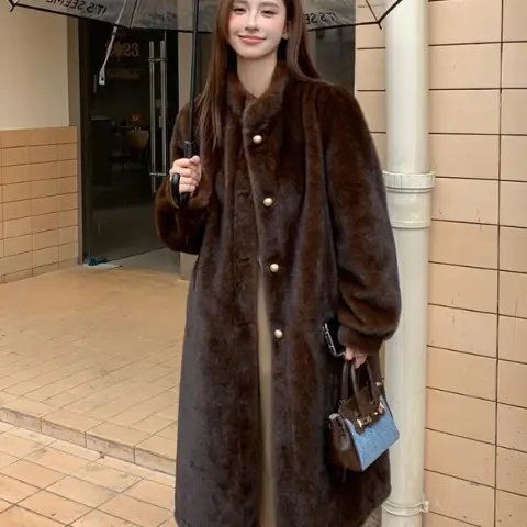 Kadın Suni Kürk Uzun Palto