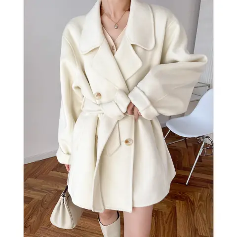 Women's Belted Loose Woolen Coat