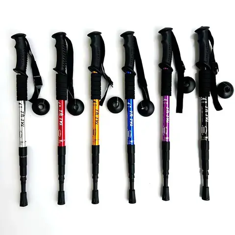 Aluminum Alloy Adjustable Height 52-110cm Hiking Poles for Outdoor Camping Mountain Climbing Travel Straight/T Handle Option
