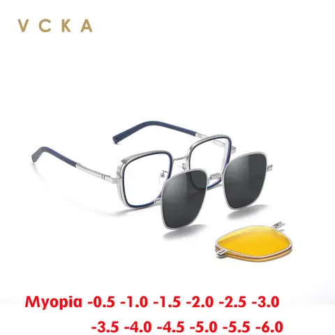 VCKA 3 in 1 Magnetic Clip-On Polarized Sunglasses Myopia Frame