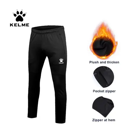 KELME Men Sports Trousers Sweatpants Kid Winter Padded Pants Thicken Jogging Women Fitness Outwear Warm Long Pants K15Z406