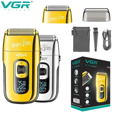 ماكينة حلاقة احترافية قابلة للشحن للحية بشاشة رقمية للرجال VGR V-332