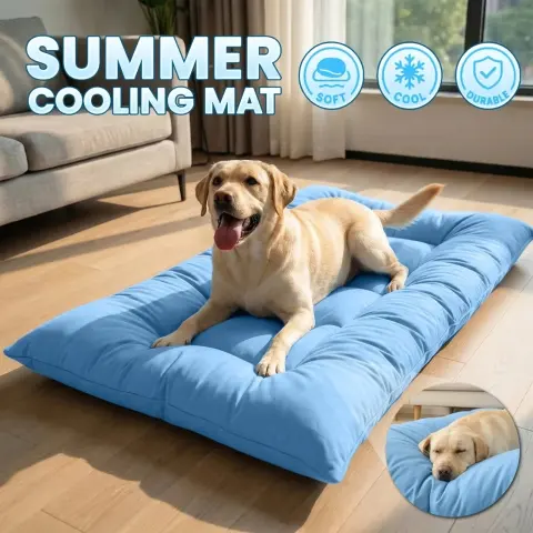 Extra-Large Cooling Dog Sofa Bed, Ultra-Soft Plush Pet Mat With 8 Compartments And Non-Slip Bottom, Thick Polyester Dog Bed For Large Dogs