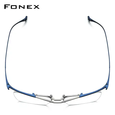 FONEX Erkek Yarım Çerçeve Kare Ultra Hafif Titanyum Gözlük Çerçevesi