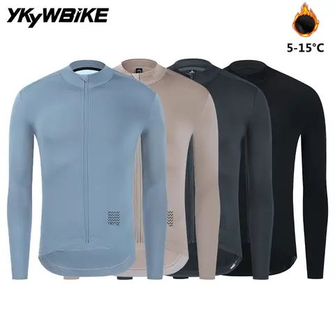 جاكيت دراجات رجالي YKYWBIKE حراري طويل الأكمام ببطانة فليس