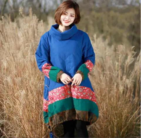 Women's Ethnic Style Cotton and Linen Long Coat