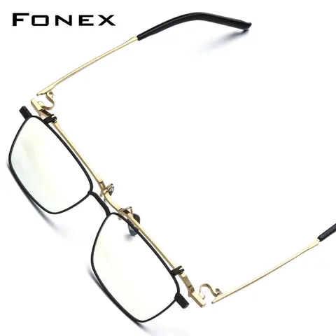 FONEX Erkek Titanyum Açılır Kare Gözlük Çerçevesi 401T