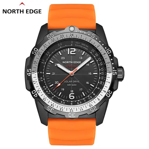 Aviation Style Smart Watch Wearable Compass 50M Waterproof Rubber Calendar AI Health Analysis Solar Powered NORTH EDGE EVOQUE 2