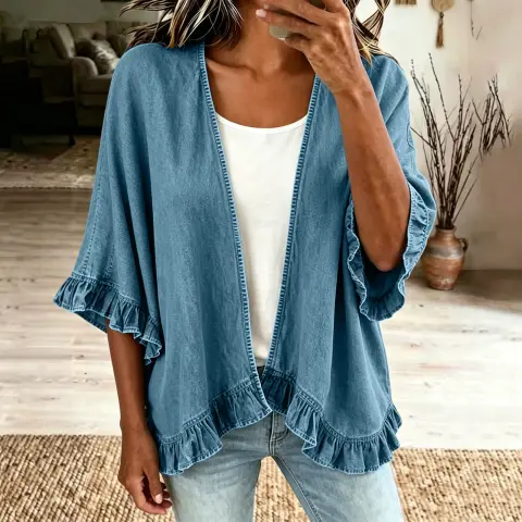 Women's Floral Lace Denim Jacket