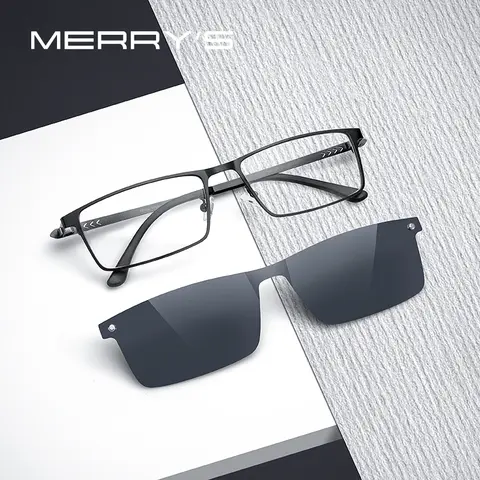MERRYS DESIGN 2 In 1 Magnet Polarized Clip Titanium Alloy Glasses Frame