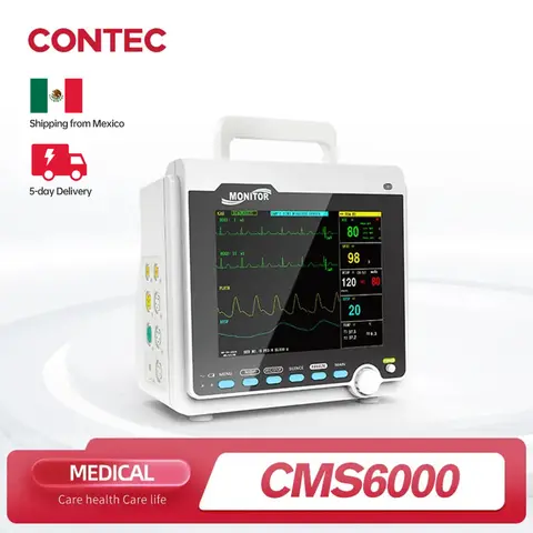 CONTEC Portable Patient Monitor Human/Veterinary 8" Vital Sign Monitor ECG NIBP RESP SPO2 PR TEMP (Printer&Etco2 Option)