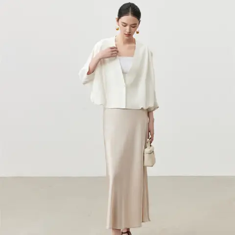 Women's Elegant Silk High Waist A-Line Skirt