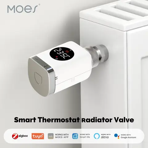 MOES Tuya Smart Wifi/ZigBee صمام مشعاع حراري TRV تطبيق قابل للبرمجة وحدة تحكم في درجة الحرارة عن بعد مع Alexa GoogleHome