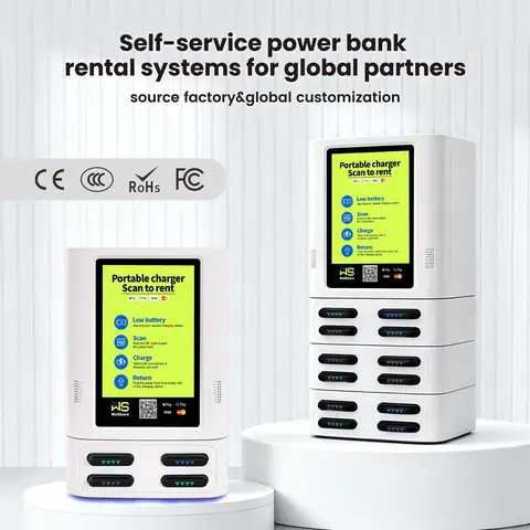 WESHARE POS Li-Polymer 10.1" Screen 8000mAh 60W Quick Charge 4/8/12/16 Slots Commercial Portable Power Bank Vending Machine