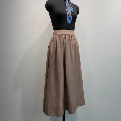 High-Waisted Silk Pleated Midi Skirt
