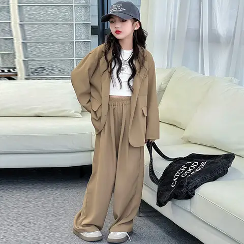 طقم رسمي للبنات قطعتين بليزر وبنطلون من 5 إلى 14 سنة