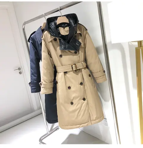Women's Thick Long Belted Trench Coat