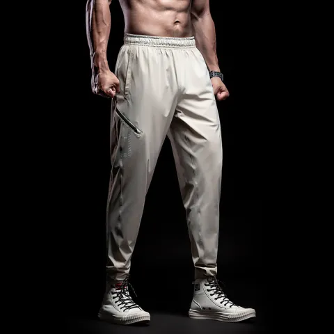 Erkek Yüksek Esnek Bilek Boy Spor Pantolon