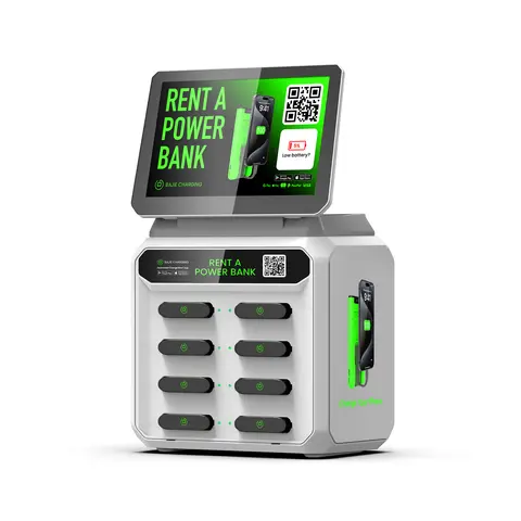 8 Port Restaurant Advertising Cell Phone Powerbank Dock Charger Kiosk Sharing Power Bank Rental Charging Station With UVC