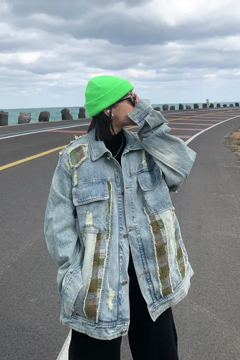 Oversized Retro Patch Denim Jacket