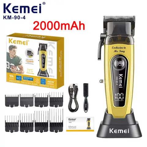 Kemei KM-90-4 المهنية 11500 دورة في الدقيقة مقص الشعر للحلاقين قابلة للشحن قادين فرش السيارات آلة قطع الشعر للرجال