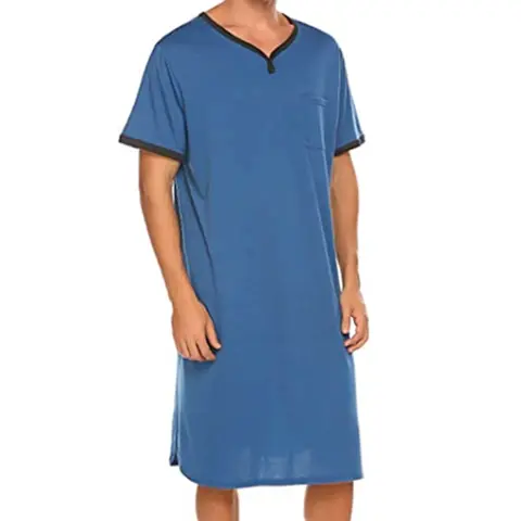 Men’s Loose Short-Sleeve Long Nightgown L037-1
