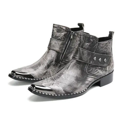 Men's Cowhide Side-Zip Ankle Boots