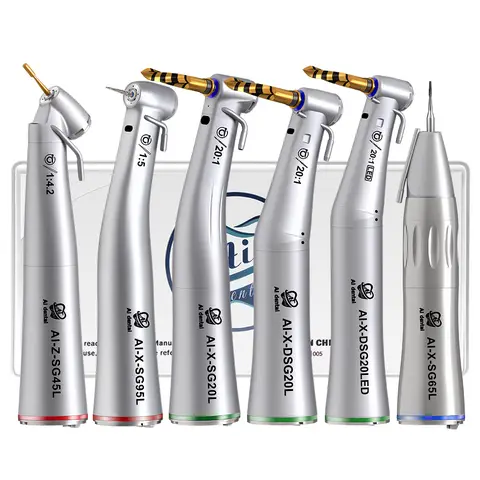 Dental Contra Angle Handpiece 1:5/1:3/1:1/20:1 External Cooling Spray Implant Surgical Low Speed Hand Piece with Fiber Optic