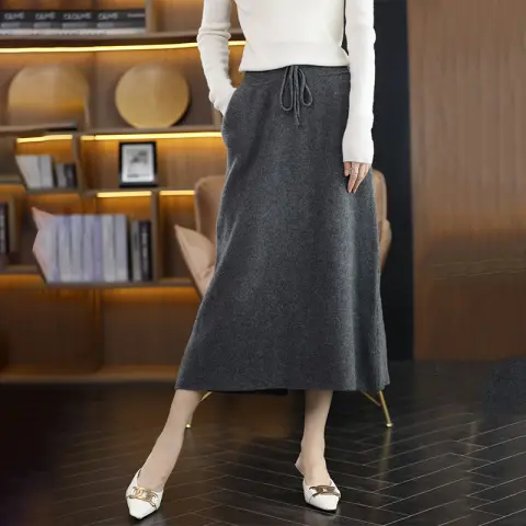 Women's Tied Cashmere Midi Skirt