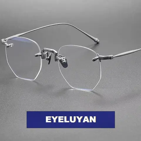 EYELUYAN Titanium Rimless Eyeglass Frame for Men Women Myopia Optical Prescription Glasses Frame Brand Designer Eyewear M3104
