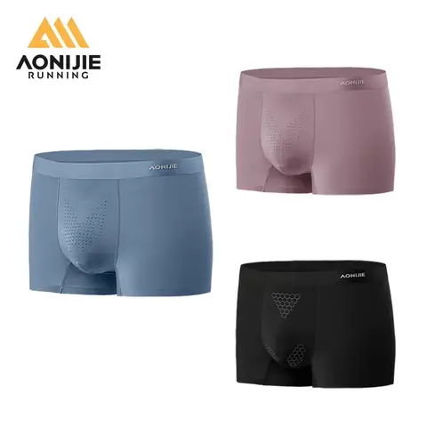 AONIJIE 3 عبوات E7009 سراويل داخلية رياضية للرجال مضادة للبكتيريا ومضادة للاحتكاك مناسبة لماراثون اللياقة البدنية والجري