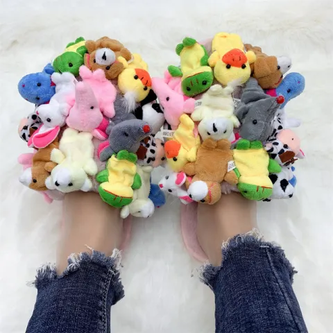 شبشب قطني نسائي دافئ بسحاب جانبي