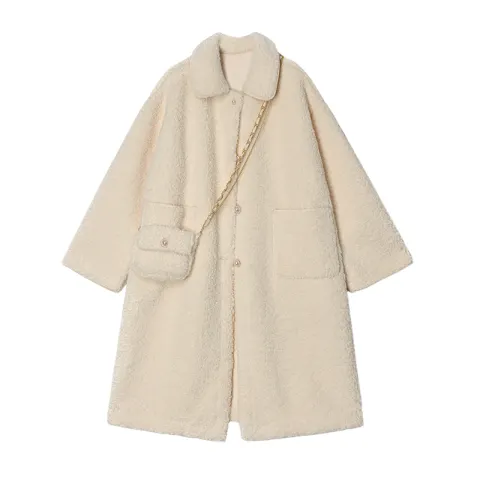 Women's Square Collar Lamb Wool Coat