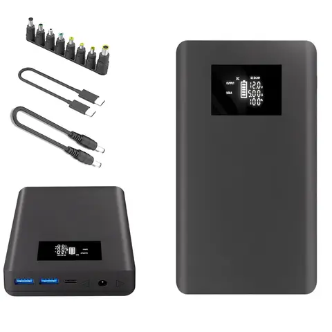 حزمة بطارية 20000mAh بمخرج DC بجهد 12 15V 16V 19V 20V 24V5A وباور بنك للكمبيوتر المحمول PD 100W لـ Starlink وMacbook Pro وCPAP وراوتر Wifi