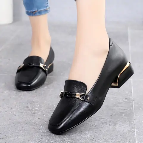 Women's Mid-Heel Genuine Leather Shoes