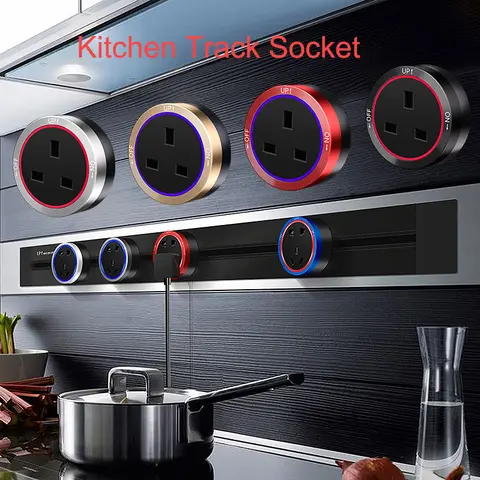 KXN Electric Extension Sockets Power Track Socket Concealed Hidden Wall Kitchen Outlet with EU UK Universal Korea Plugs Adapters