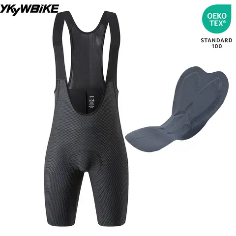 شورت دراجات رجالي YKYWBIKE بحمالات وبطانة إسفنج 120 كغ/م³